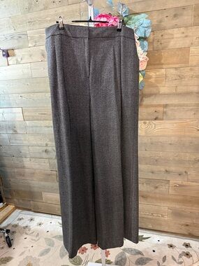 Donna Karan charcoal plaid Wide Leg Pants plus size 16